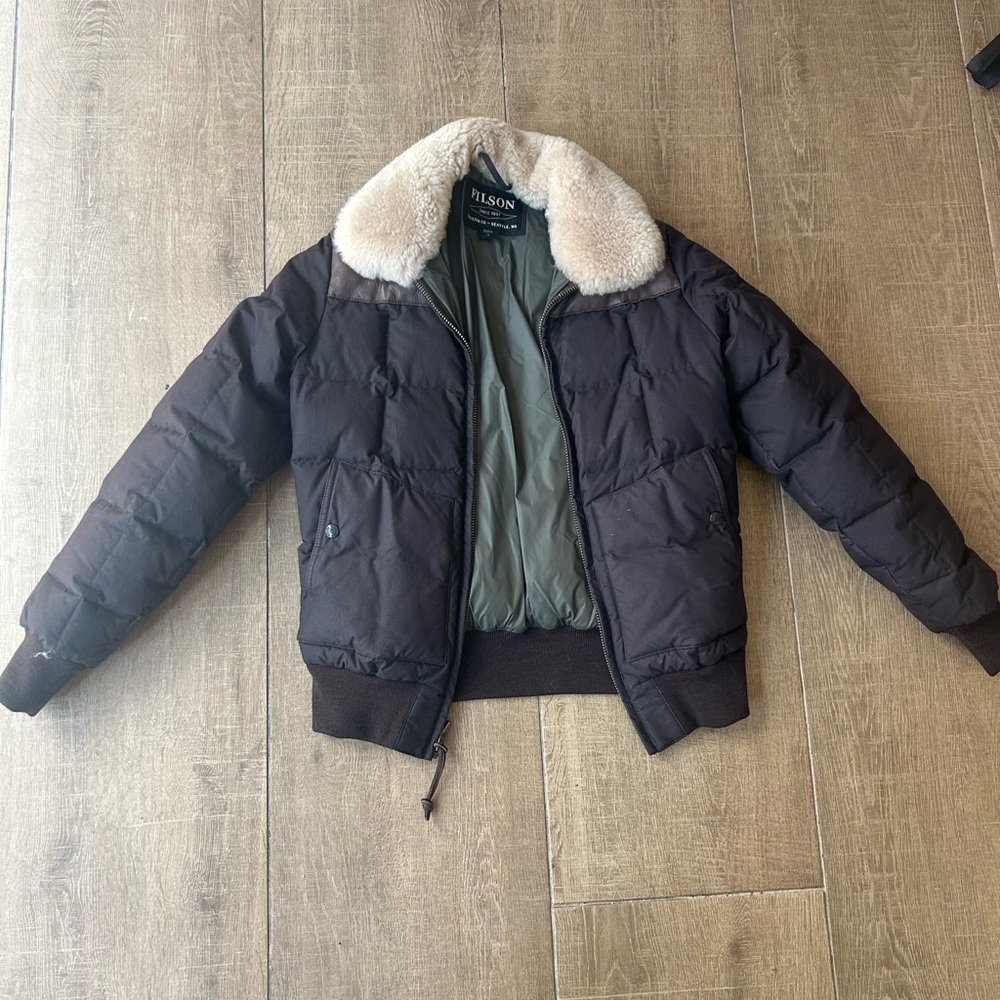 Filson Brown Jacket with Cream Fur Collar